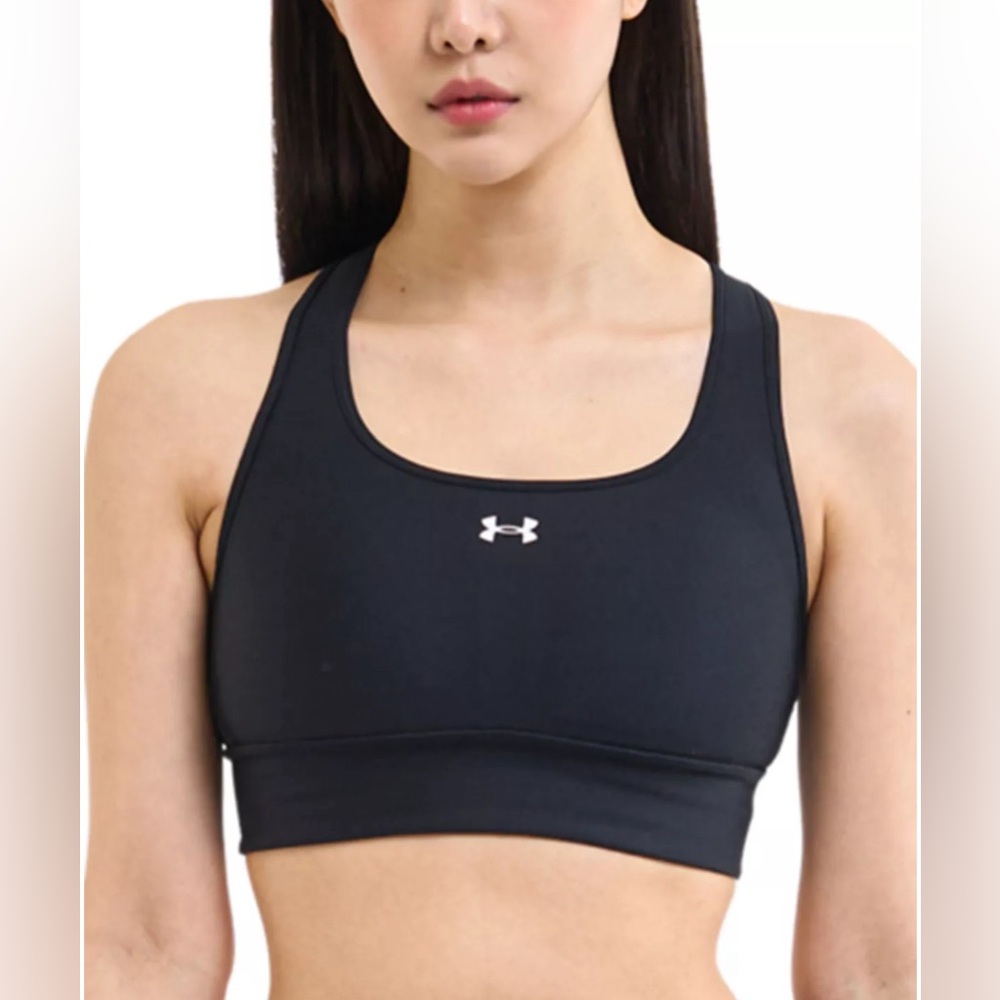 UNDER ARMOUR Black Women's Crossback Longline Medium-Impact Sports Bra  …
